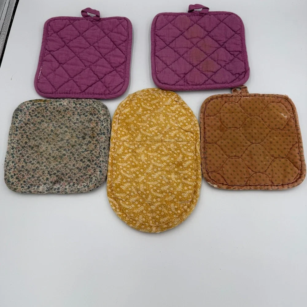 Vintage Potholder Lot of 5 Spice O Life Franco Bears Grapes Retro Kitchen Linens